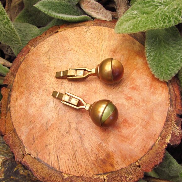 Art Deco Cufflinks | Brass Cufflinks | Antique Cufflinks | Mens Formalwear - Picture 9 of 10